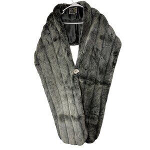 Silk & Sable Gray Faux Fur Wrap Stole 100"x 12.5" Winter Scarf Elegant RD10168